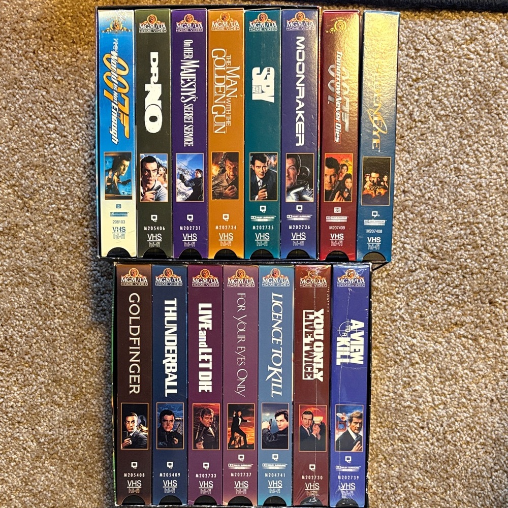 James Bond VHS Collection 15 Total Cassette Tapes